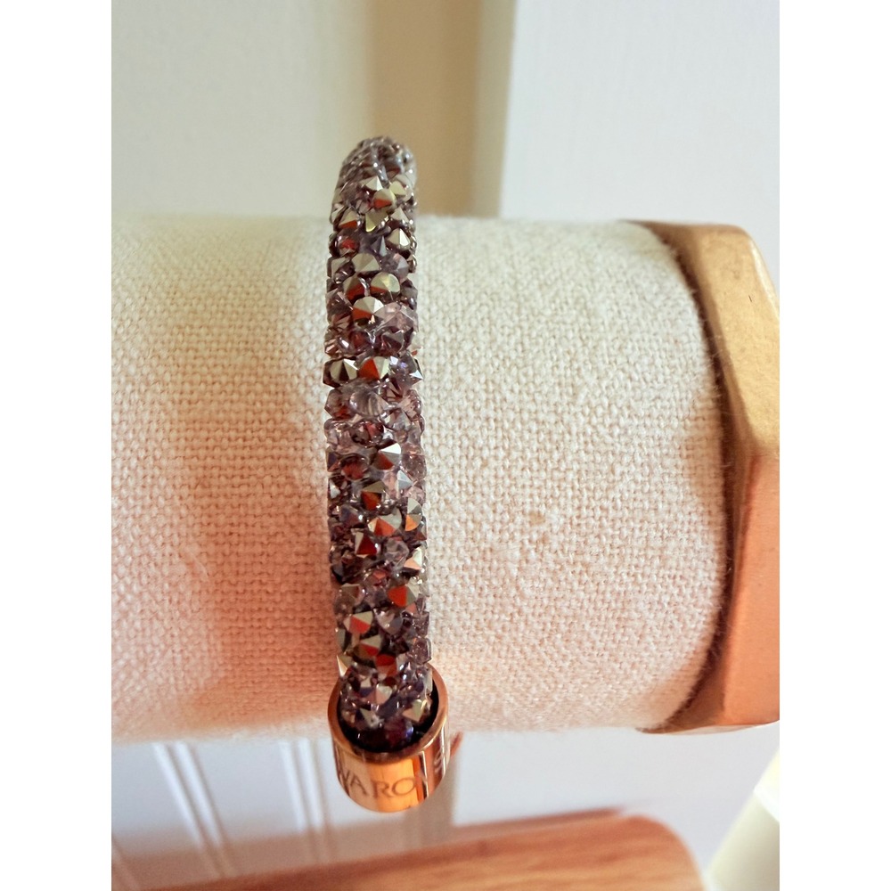 Swarovski Stardust Cuff Bracelet Gray Crystal Rose Gold Small 6.25in